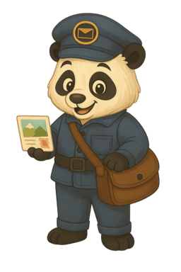Panda Postman Mascot for PandaPostcard Postcrossing App